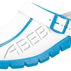 Abeba Berufsschuhe Sicherheitsschuhe ABEBA Clog Weiß/ Blau Mit Aufdruck 7312 OB