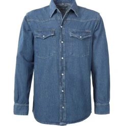 COOL AGENCY S.R.O Brams Jeans-Hemd Blau 2.353 A54 Berufshemd Brad Denim Mit Knöpfen, Langarm